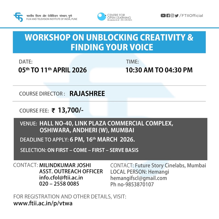 Workshop on Unblocking Creativity and Finding Your Voice in Mumbai (05 - 11 April 2026)