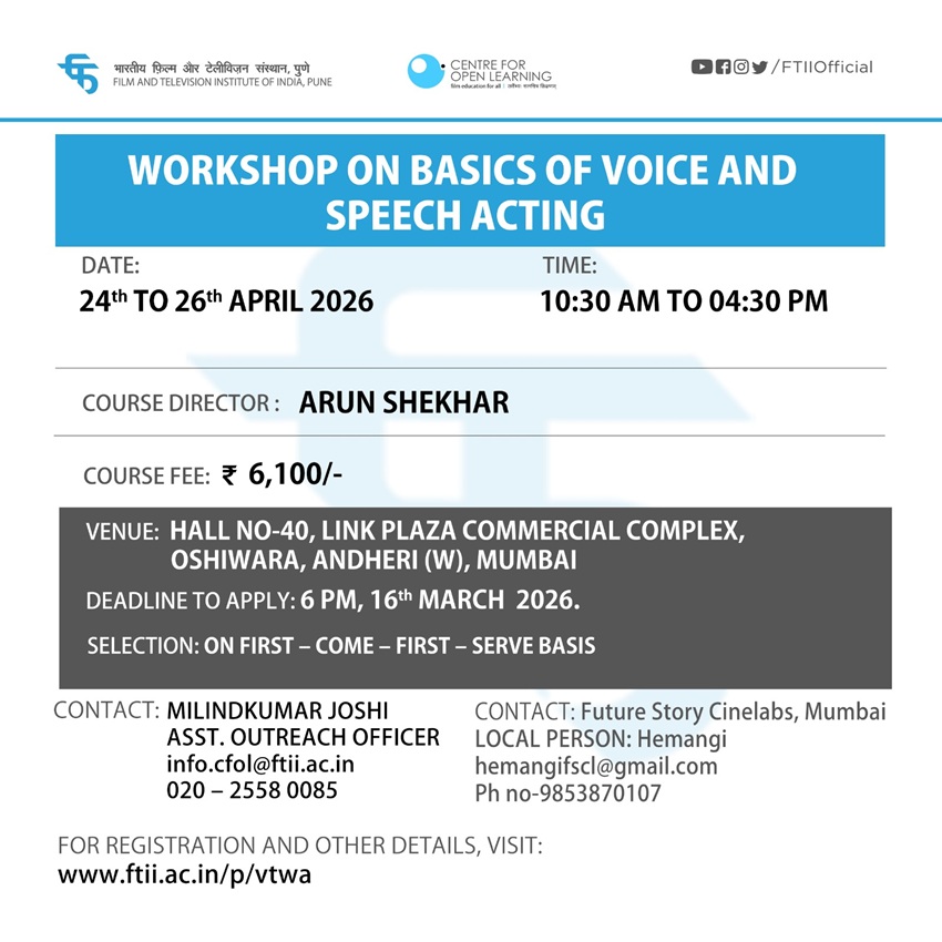 Workshop on Basics of Voice and Speech Acting in Mumbai (24 - 26 April 2026)