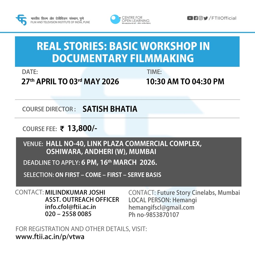 Real Stories : Basics Workshop in Documentary Filmmaking in Mumbai (27 April - 03 May 2026)